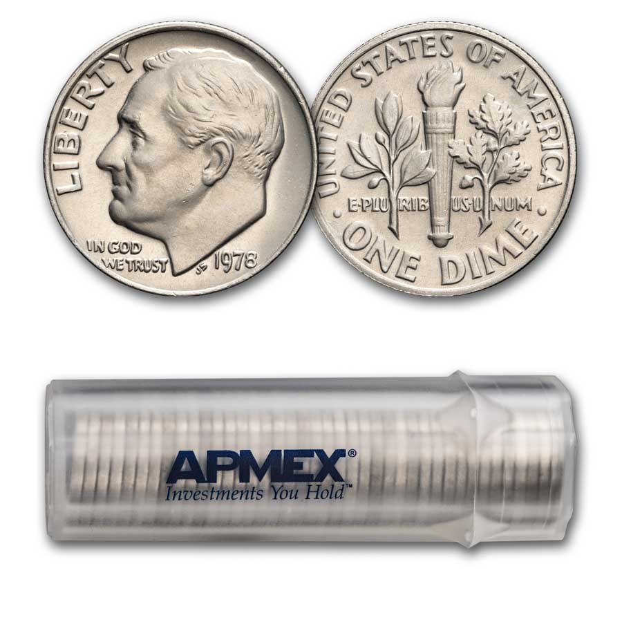 1978 Roosevelt Dime 50-Coin Roll BU