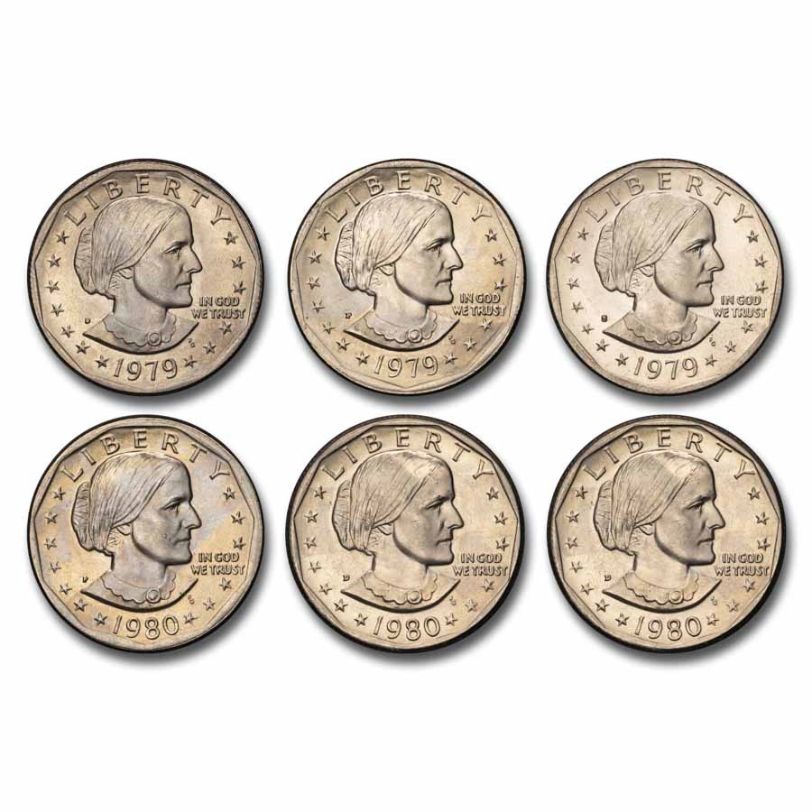 1979/1980-PDS 6-Coin Susan B. Anthony Dollar Set BU