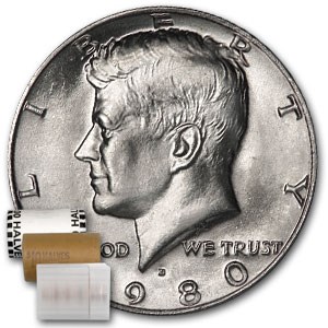 1980-D Kennedy Half Dollar 20-Coin Roll BU