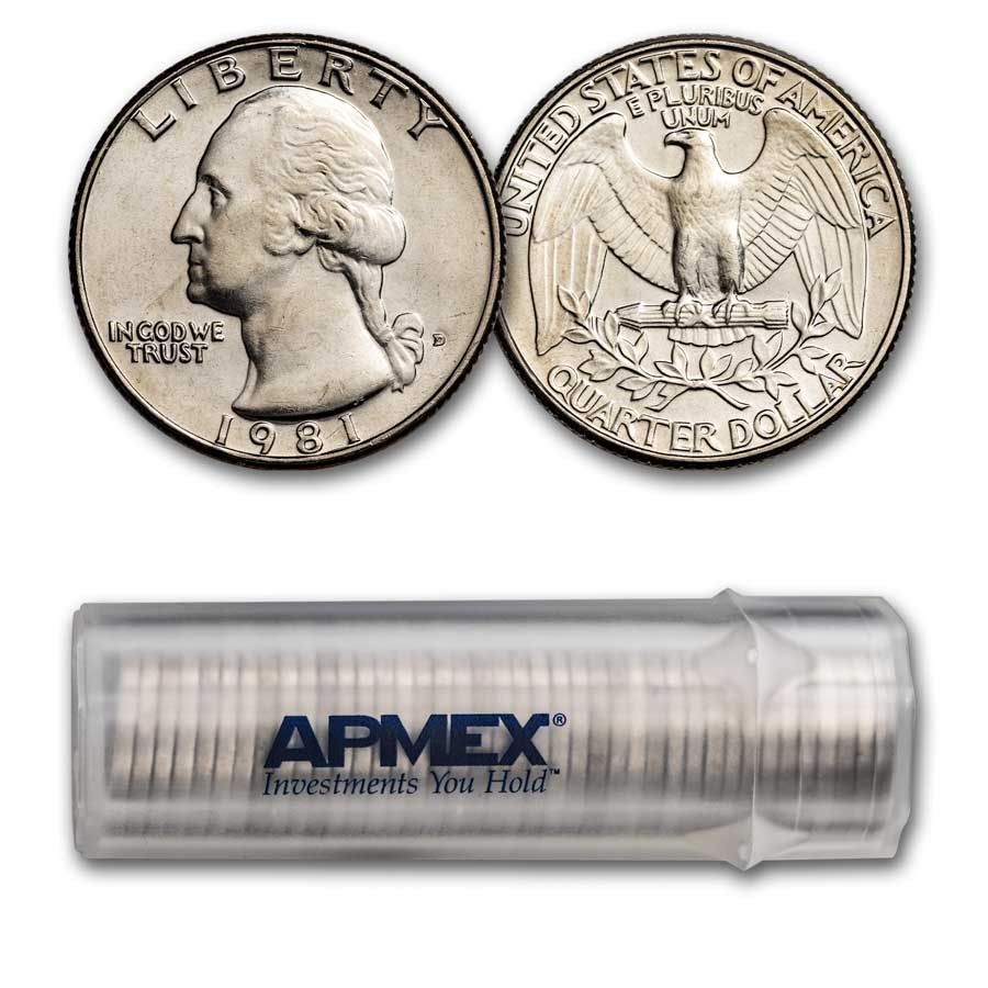 1981-D Washington Quarter 40-Coin Roll BU