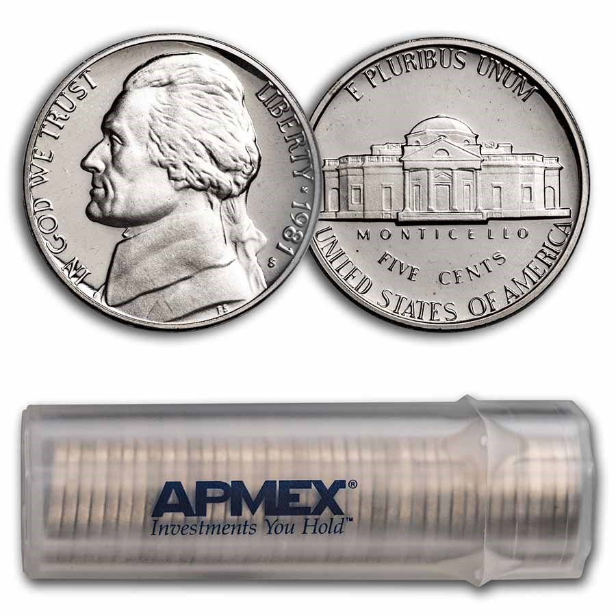 1981-S Jefferson Nickel Type-I 40-Coin Roll Proof