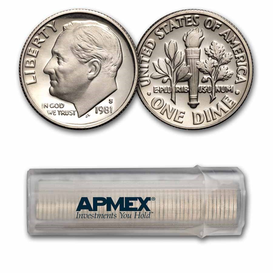 1981-S Type 1 Roosevelt Dime 50-Coin Roll Proof