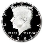 1981-S Type-I Kennedy Half Dollar 20-Coin Roll Proof