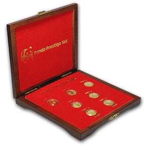 1982-1987 China 7-Coin 1/10 oz Gold Panda Prestige Set BU