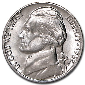 1982-P Jefferson Nickel BU