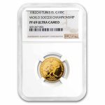 1982 Turks & Caicos Gold 100 Crowns World Soccer PF-69 NGC