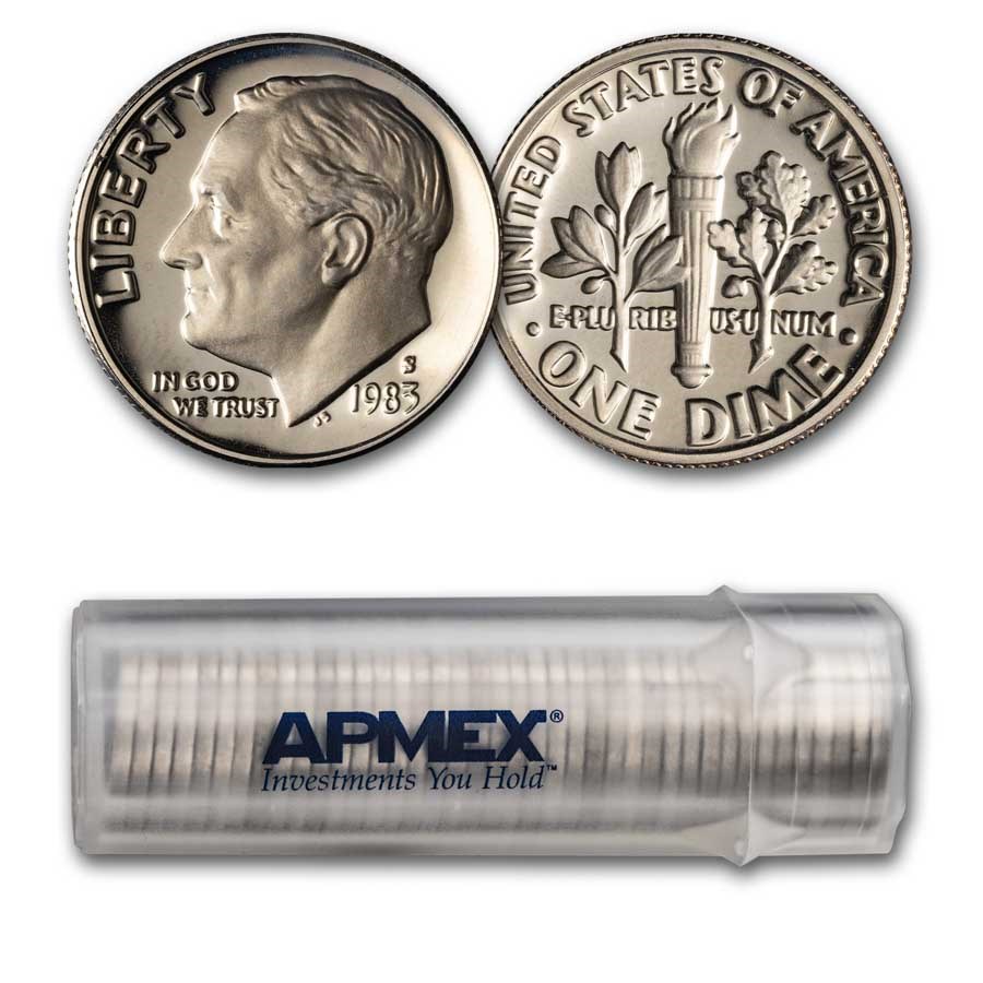 1983-S Roosevelt Dime 50-Coin Roll Proof