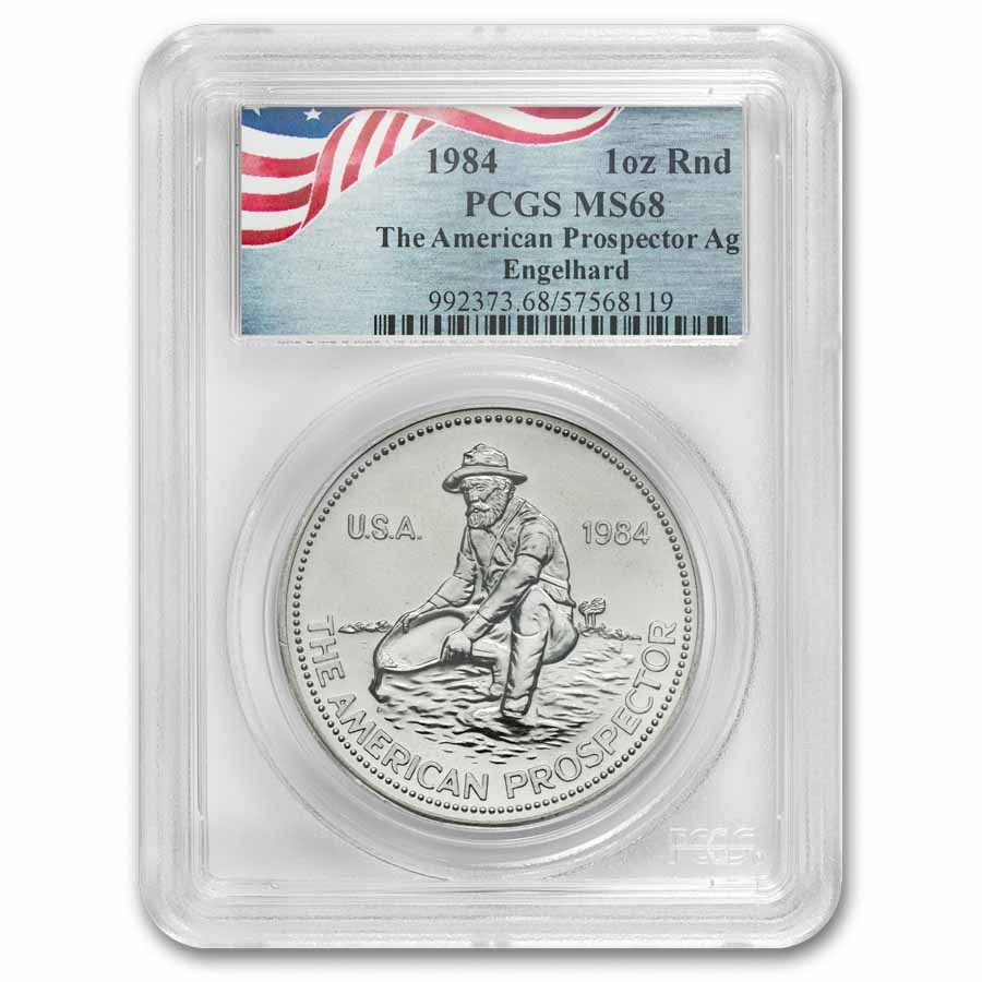 1984 1 oz Silver Round - Engelhard MS-68 PCGS ("E" Logo Reverse)