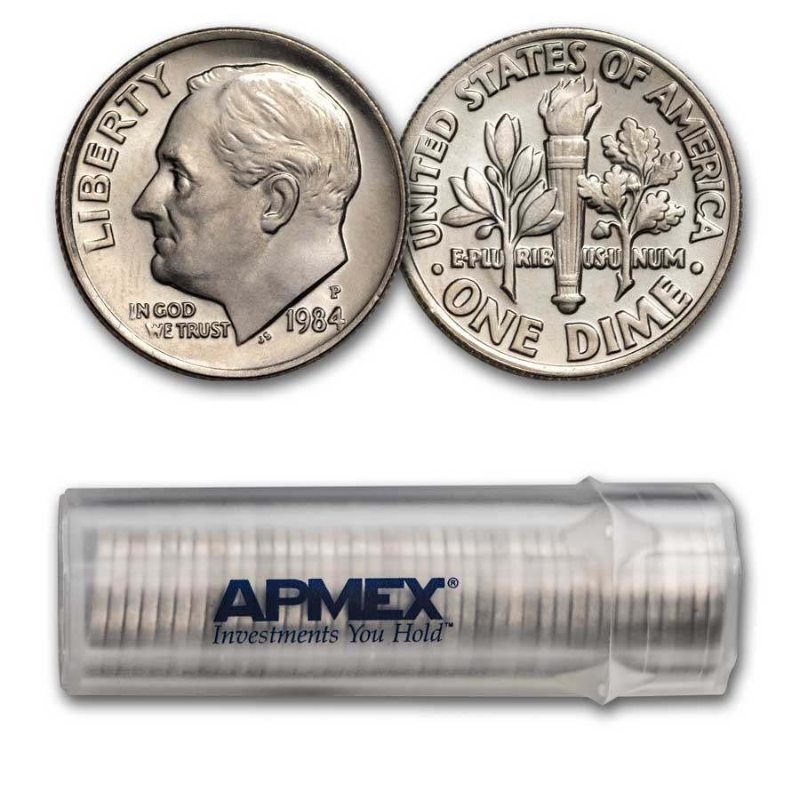 1984-P Roosevelt Dime 50-Coin Roll BU