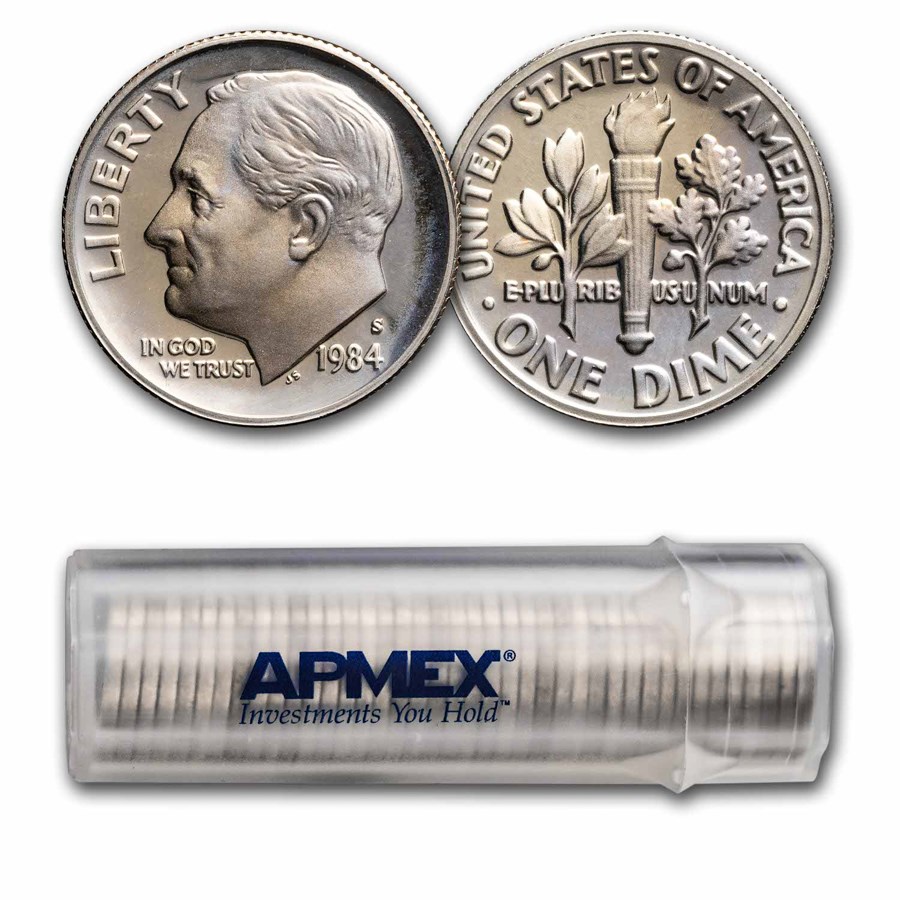 1984-S Roosevelt Dime 50-Coin Roll Proof