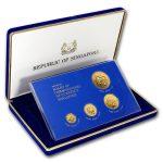 1984 Singapore 4-Coin Gold Dragon Set BU