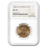 1984-W Gold $10 Commem Olympic MS-70 NGC