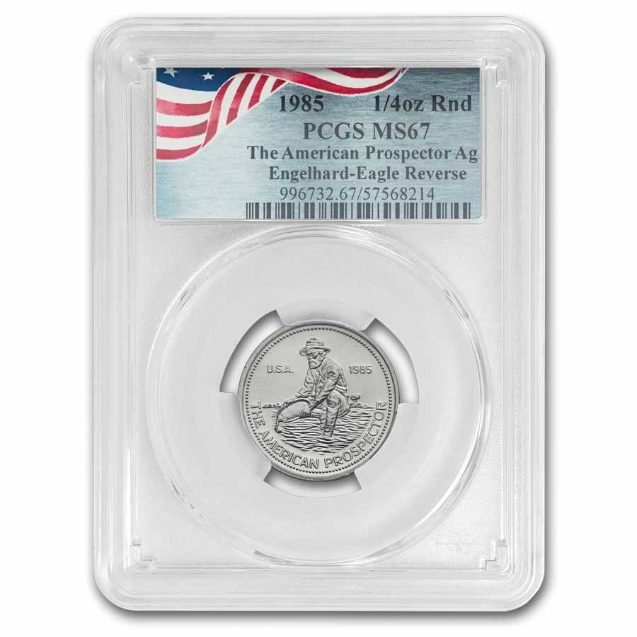 1985 1/4 oz Silver Round - Engelhard Prospector MS-67 PCGS