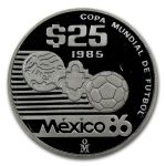 1985-1986 Mexico 1/4 oz Silver 25 Pesos FIFA World Cup Proof