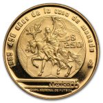 1985 Mexico Proof Gold 250 Pesos World Cup Caballito Design