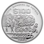 1985 Mexico Silver 100 Pesos Proof (1986 World Cup - Aztec)