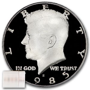 1985-S Kennedy Half Dollar 20-Coin Roll Proof