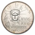 1986 France Silver 100 Francs Statue of Liberty BU