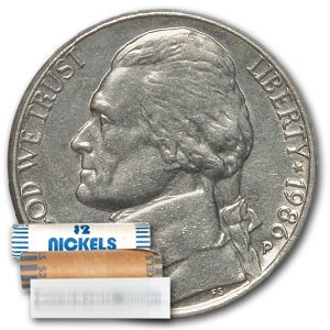 1986-P Jefferson Nickel 40-Coin Roll BU