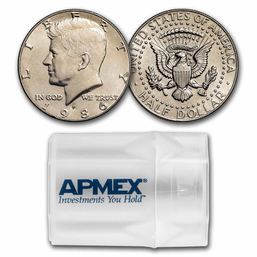 1986-P Kennedy Half Dollar 20-Coin Roll BU