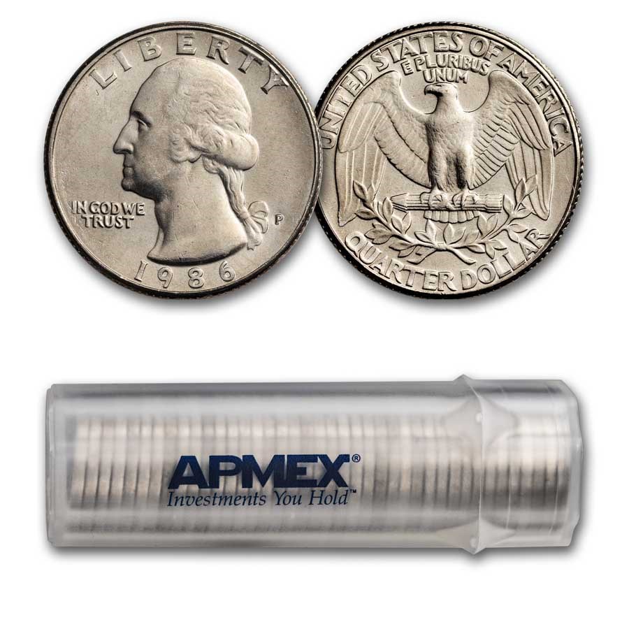 1986-P Washington Quarter 40-Coin Roll BU