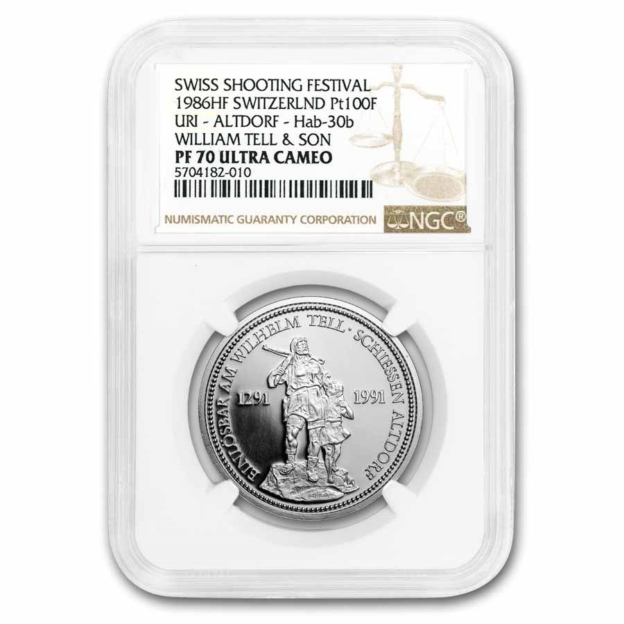 1986 Switzerland 1 oz Proof Platinum Shooting Thaler PF-70 NGC