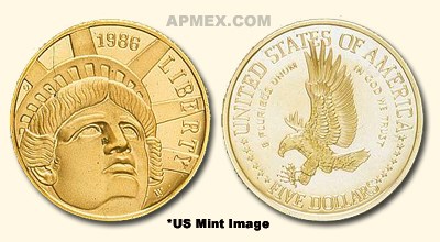 1986-W Gold $5 Commem Statue of Liberty BU (w/Box & COA)