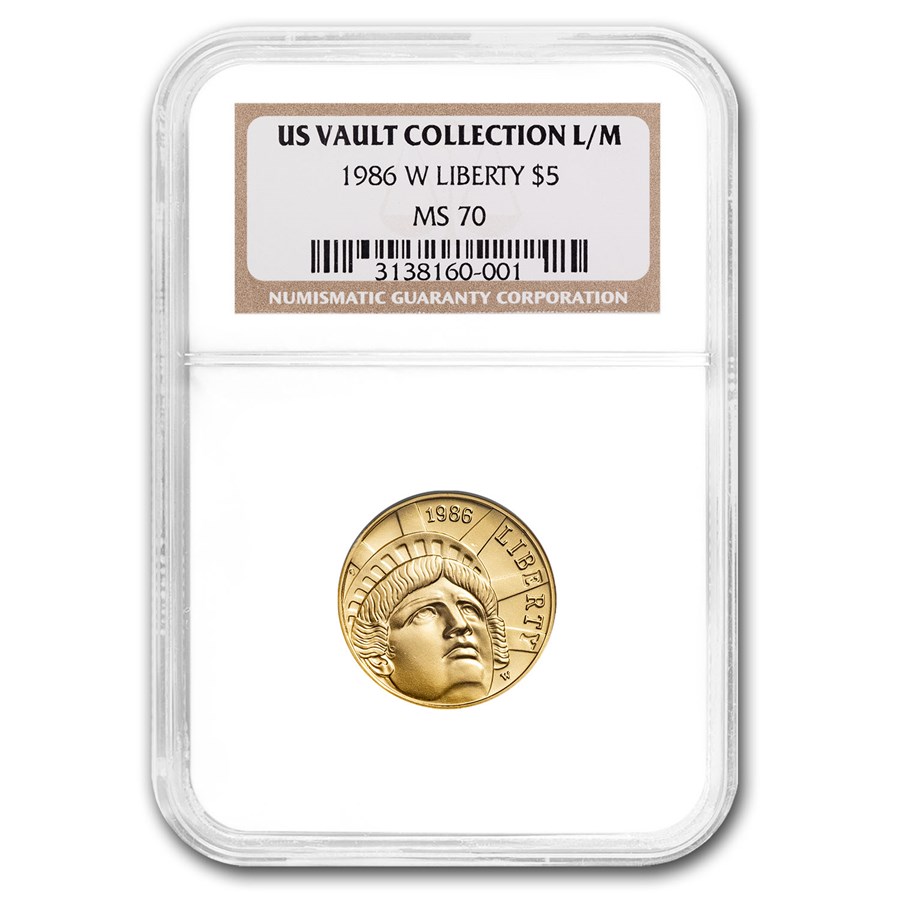 1986-W Gold $5 Commem Statue of Liberty MS-70 NGC