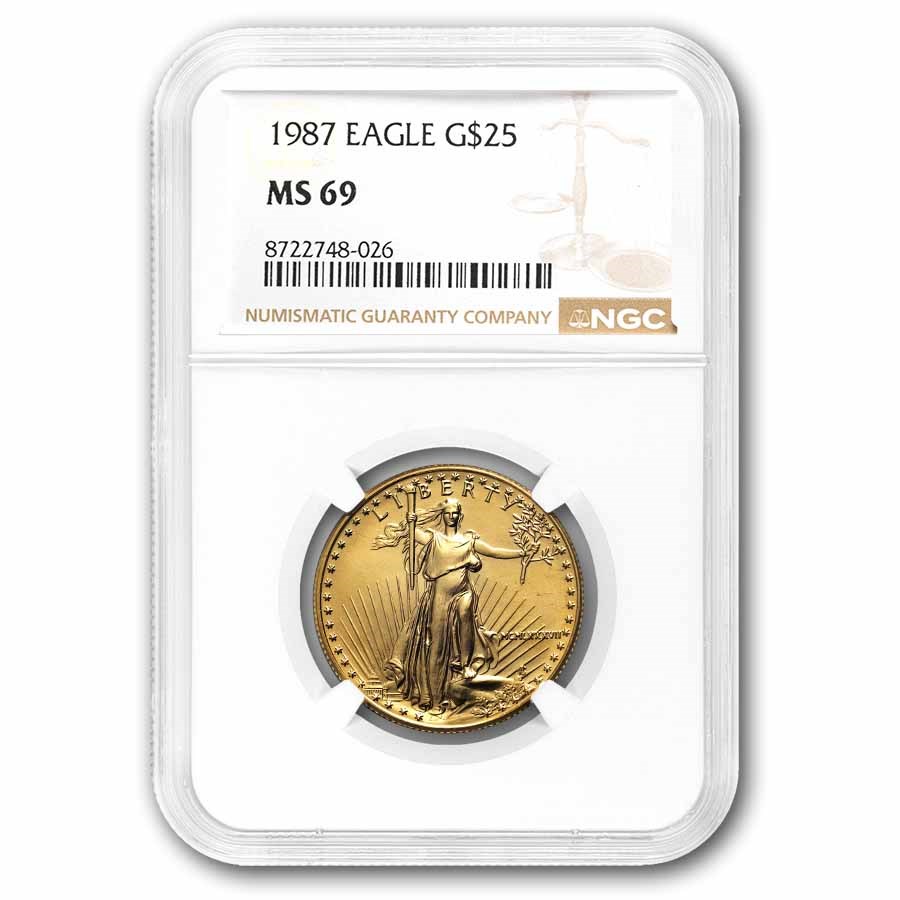 1987 1/2 oz American Gold Eagle MS-69 NGC