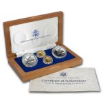 1987 4-Coin Commem Constitution Set BU & Proof (w/Box & COA)