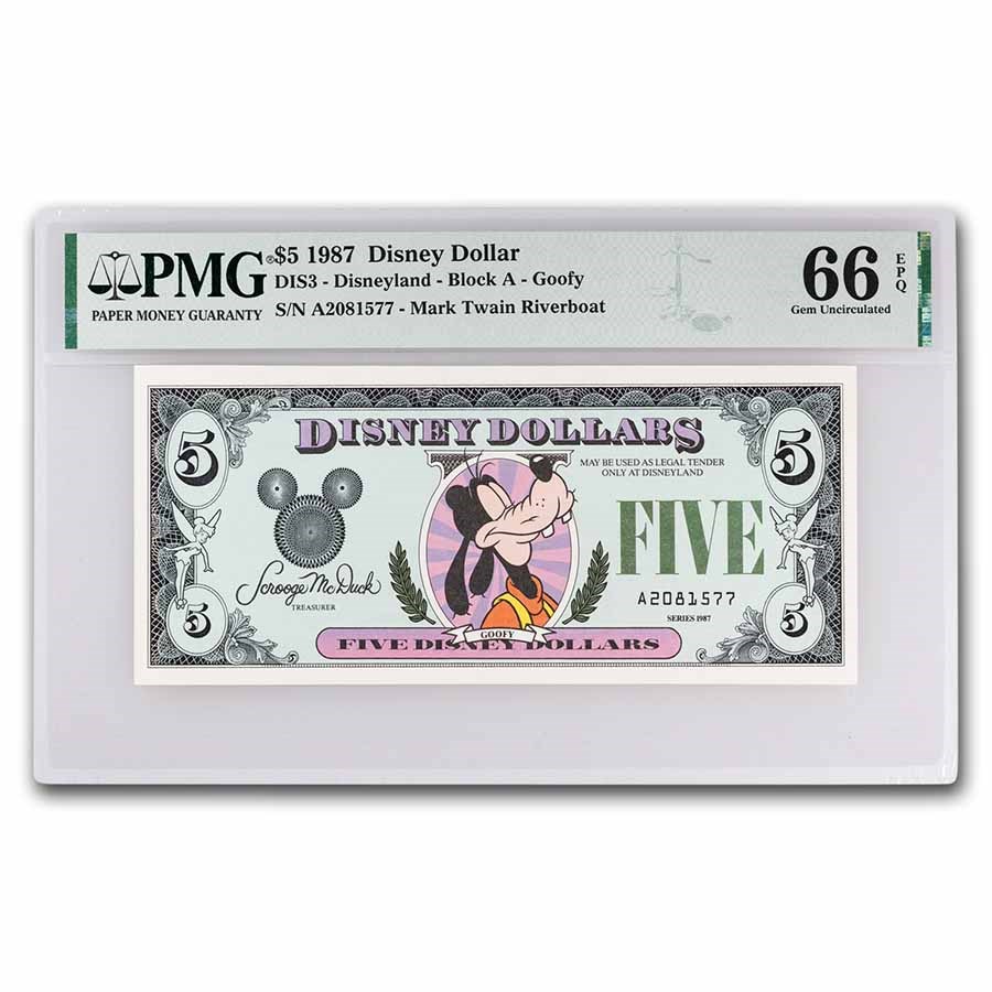 1987 $5.00 (A) Closed-Eyed Goofy (DIS#3) CU-66 EPQ PMG