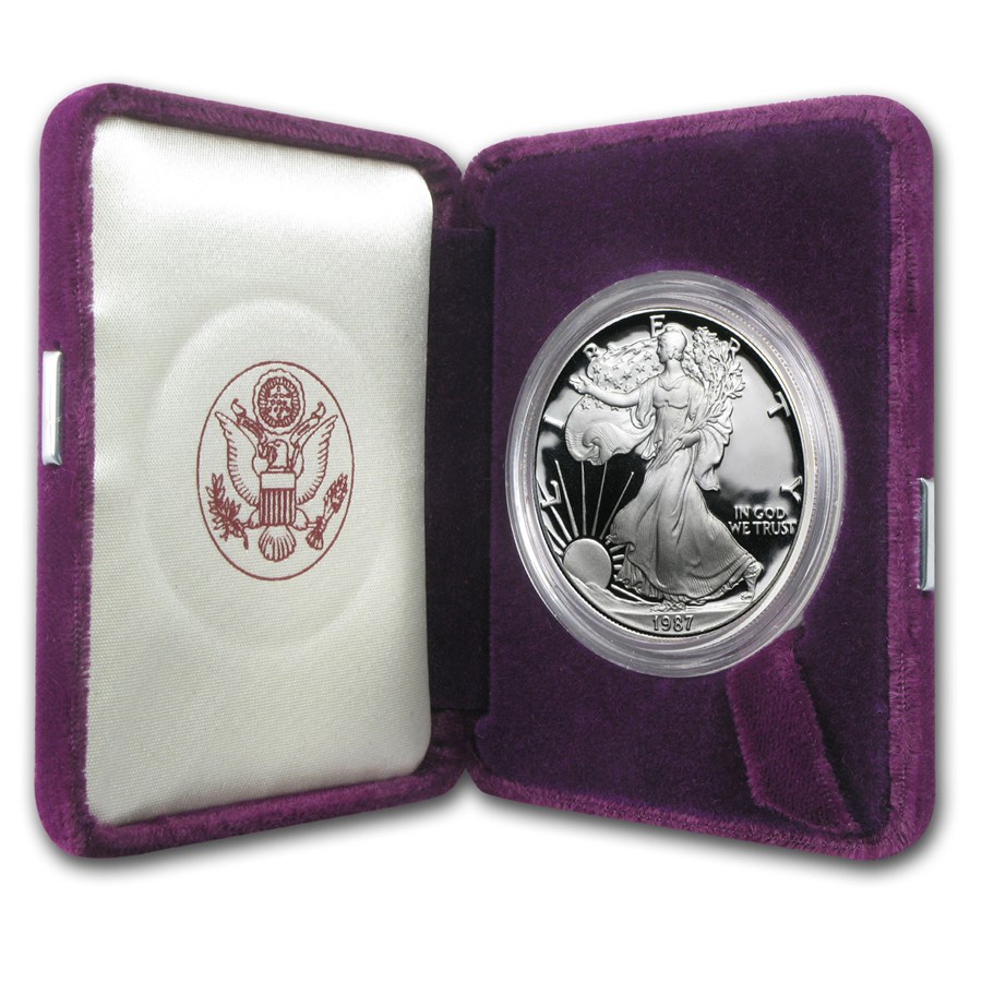 1987-S 1 oz Proof American Silver Eagle (w/Box & COA)