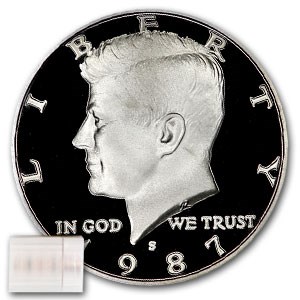 1987-S Kennedy Half Dollar 20-Coin Roll Proof