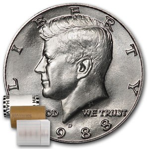 1988-D Kennedy Half Dollar 20-Coin Roll BU