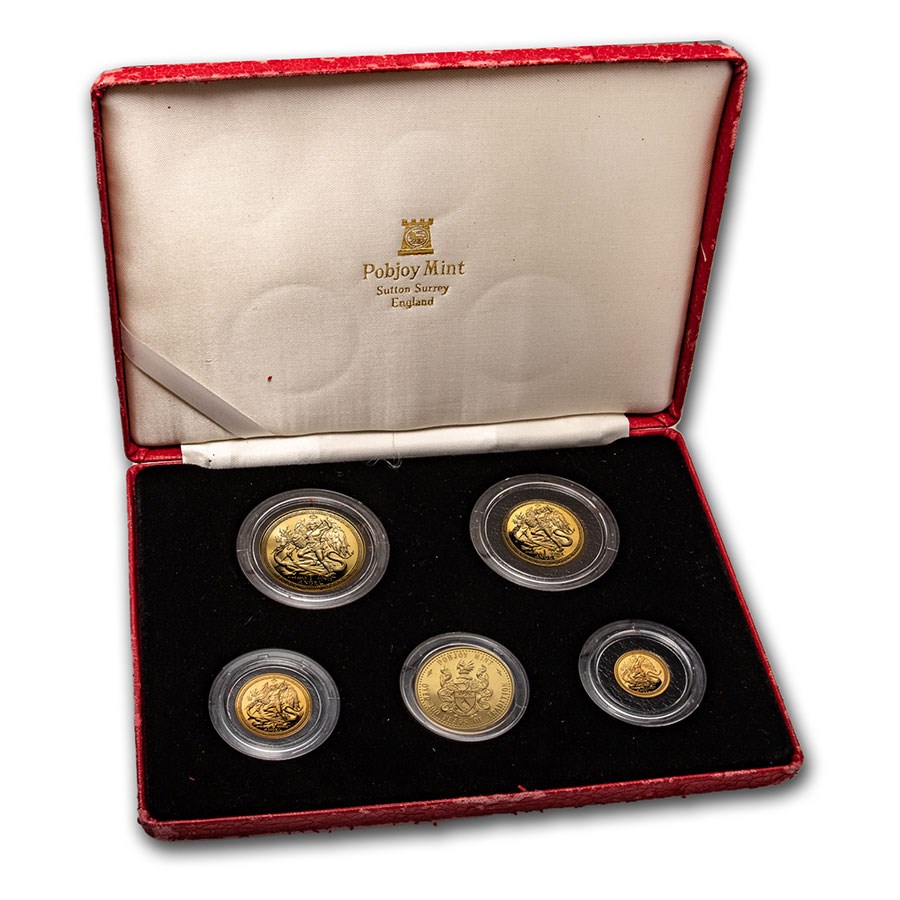 1988 Isle of Man 5-Coin Gold Angel Proof Set
