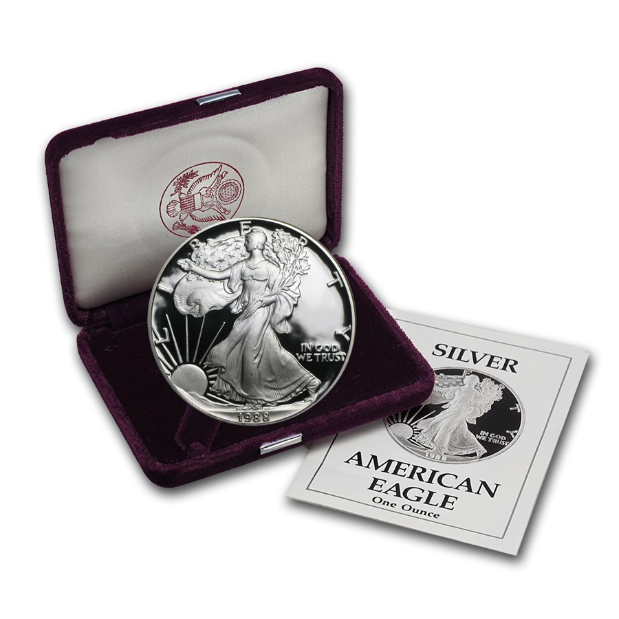 1988-S 1 oz Proof American Silver Eagle (w/Box & COA)