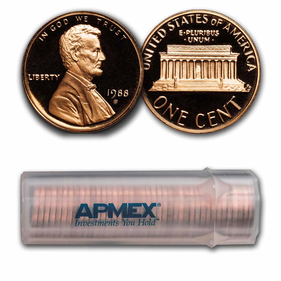 1988-S Lincoln Cent 50-Coin Roll Proof
