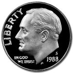 1988-S Roosevelt Dime Gem Proof