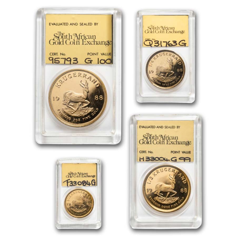 1988 South Africa 4-Coin Gold Krugerrand Proof Set (SAGCE)