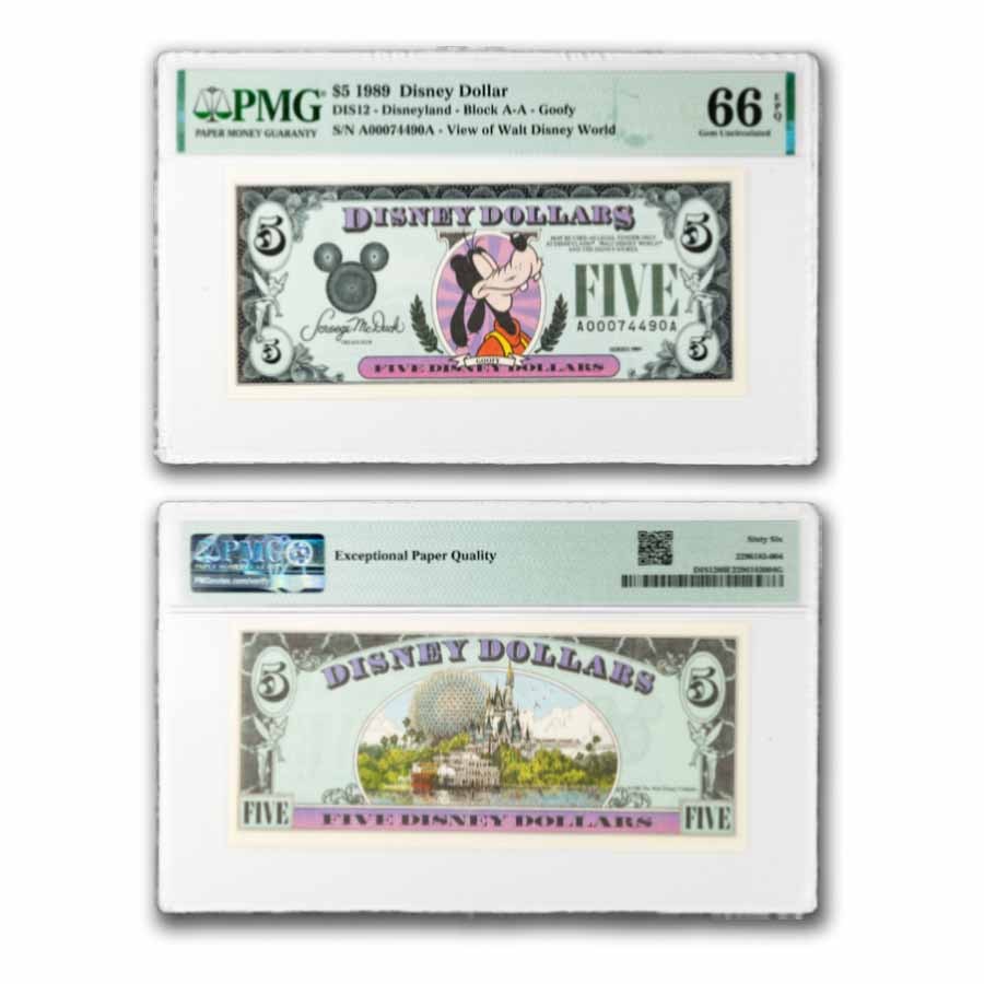 1989 $5.00 (AA) Closed-Eyed Goofy CU-66 EPQ PMG (DIS#12)