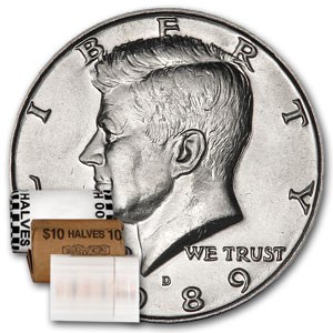 1989-D Kennedy Half Dollar 20-Coin Roll BU