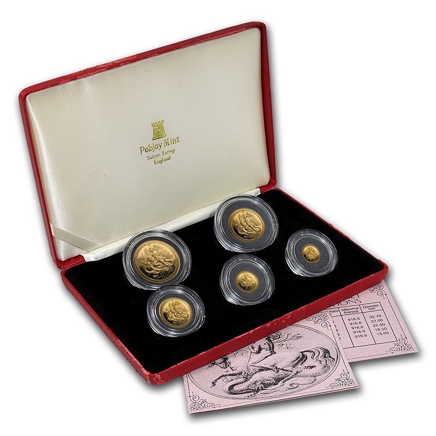 1989 Isle of Man Gold Angel Set (w/box and COA)