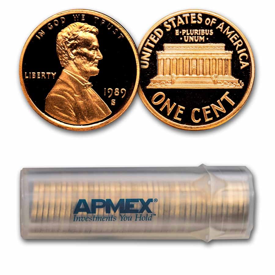 1989-S Lincoln Cent 50-Coin Roll Proof