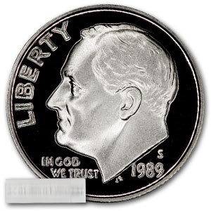 1989-S Roosevelt Dime 50-Coin Roll Proof