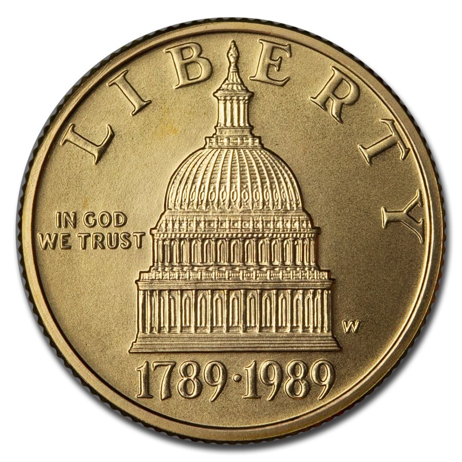 1989-W Gold $5 Commem Congressional BU (Capsule Only)