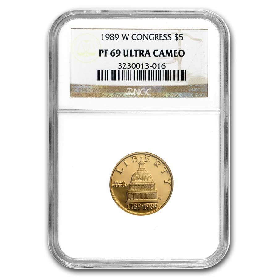 1989-W Gold $5 Commem Congressional PF-69 NGC