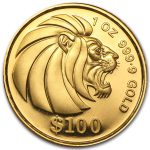 1990-1999 Singapore 1 oz Proof Gold Lion