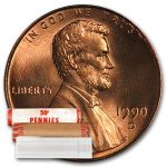 1990-D Lincoln Cent 50-Coin Roll BU