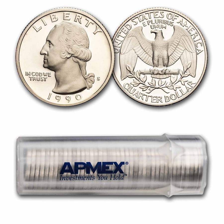 1990-S Washington Quarter 40-Coin Roll Proof