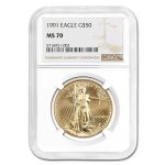 1991 1 oz American Gold Eagle MS-70 NGC